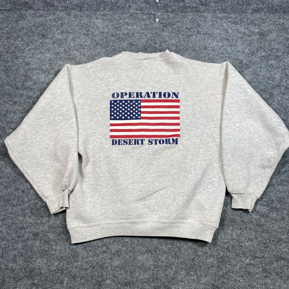 Vintage Operation Desert Storm USA Sweatshirt Gray XL Made in USA Hanes Classics